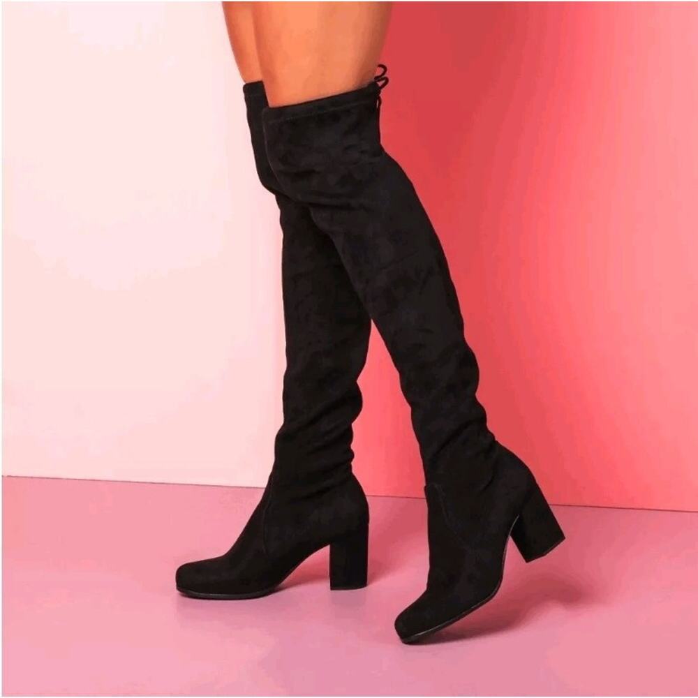 Unisa Black Over-the-Knee Heeled Boots